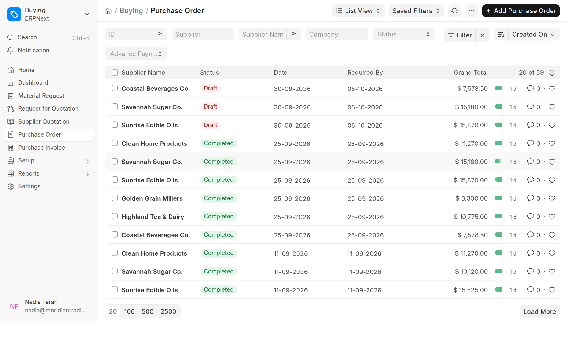 Procurement in ERPNext