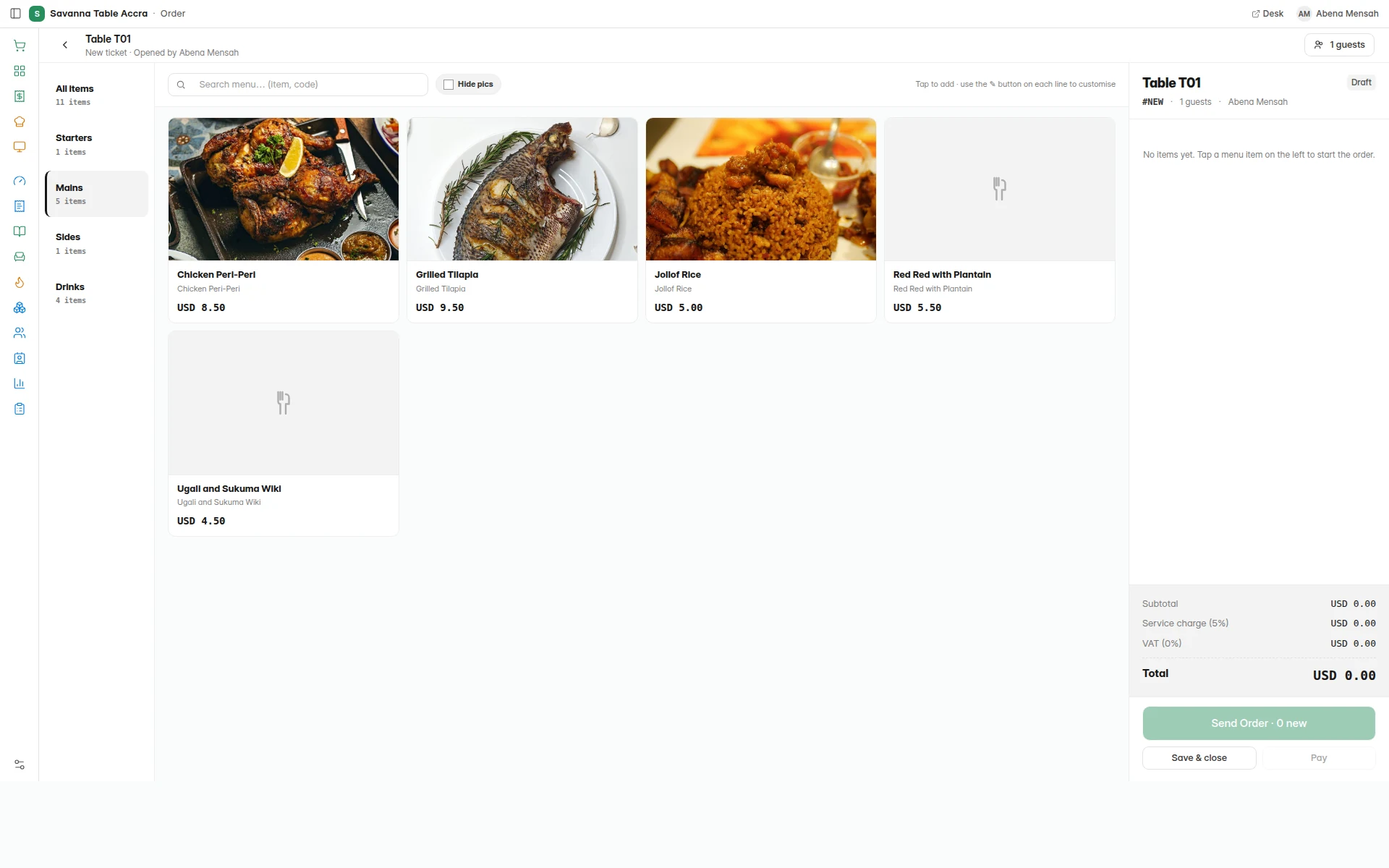 Restaurants and Hospitality screen in ERPNext